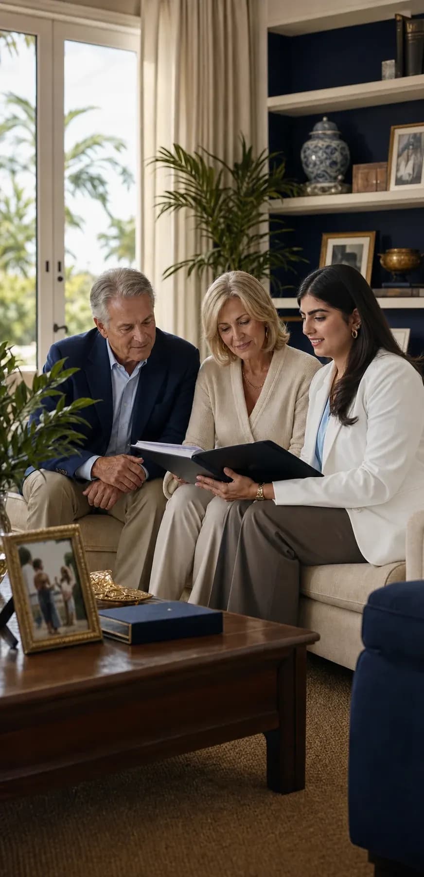 Yali reviewing an estate plan with a mature couple