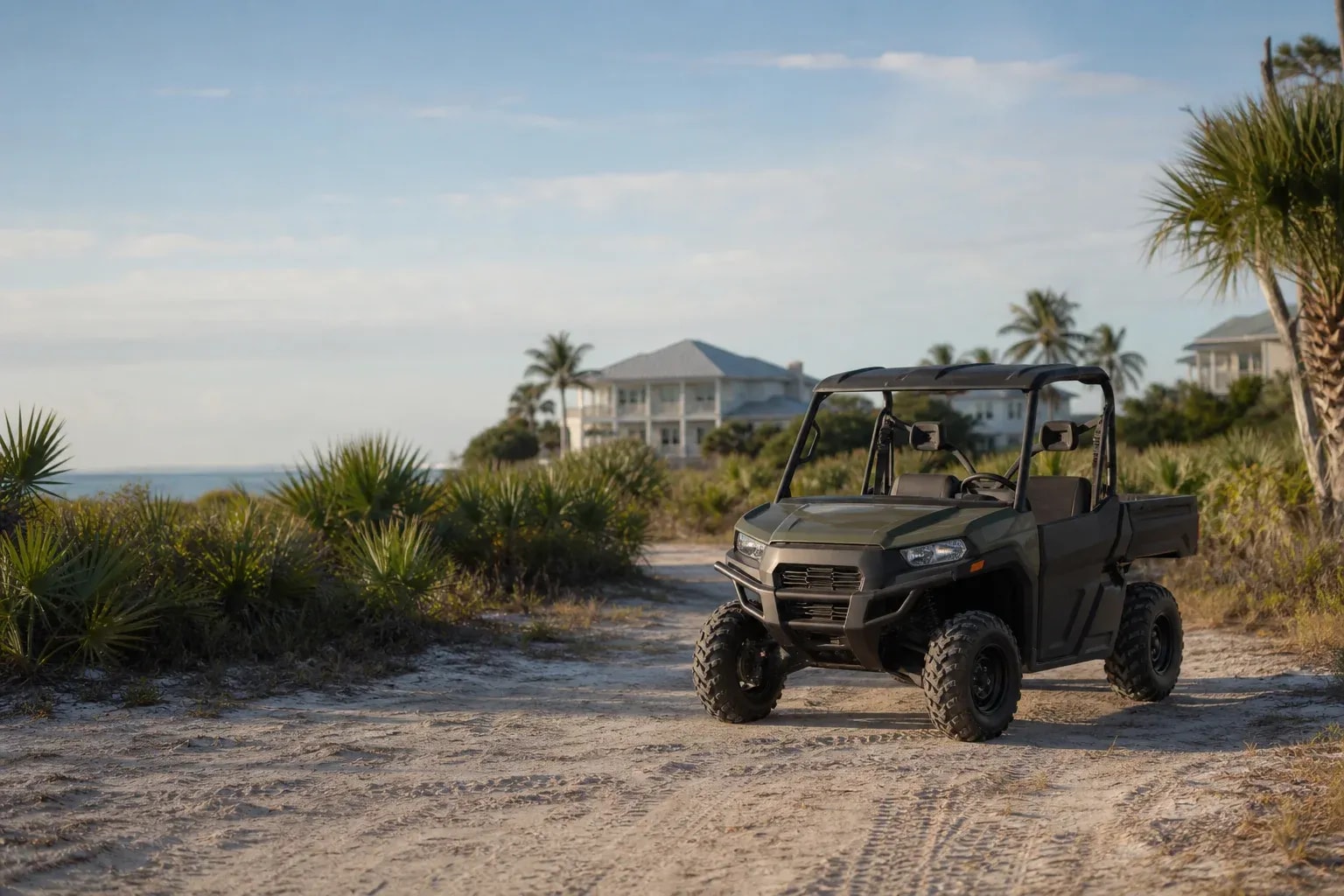 Off-road vehicle on a sandy South Florida trail