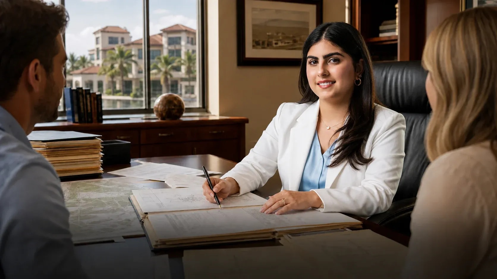 Editorial scene illustrating commercial closings title examination in Southwest Florida
