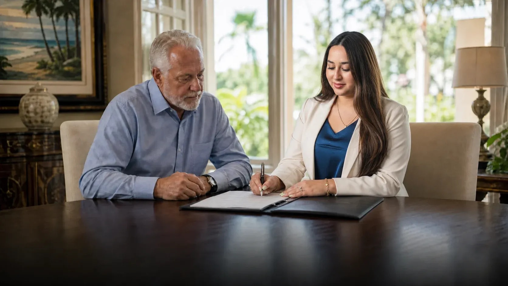 Calm estate planning scene illustrating healthcare directives information access