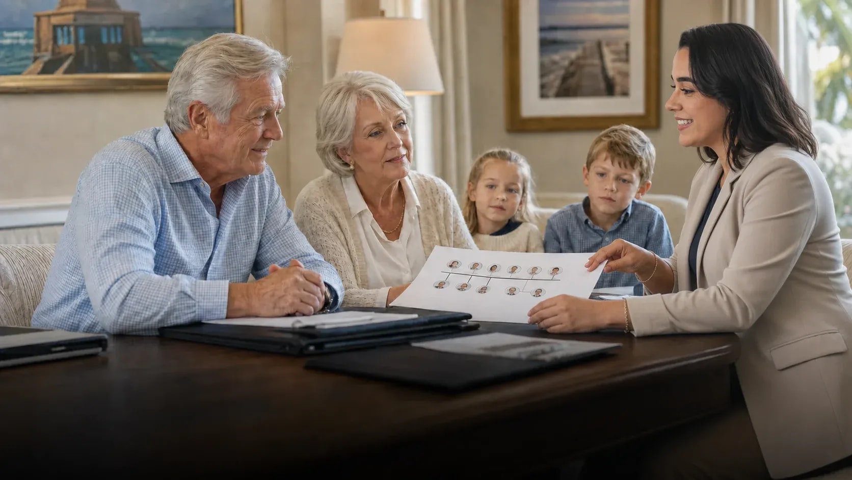 Calm estate planning scene illustrating legacy planning long term provisions