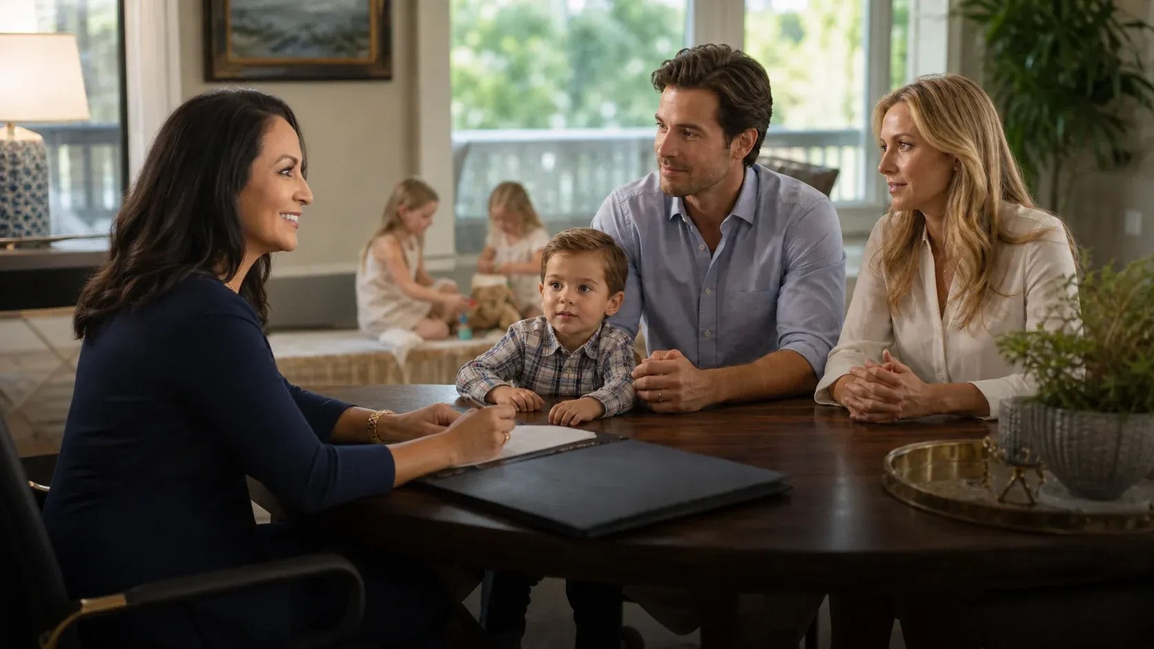 Calm estate planning scene illustrating planning for families guardianship