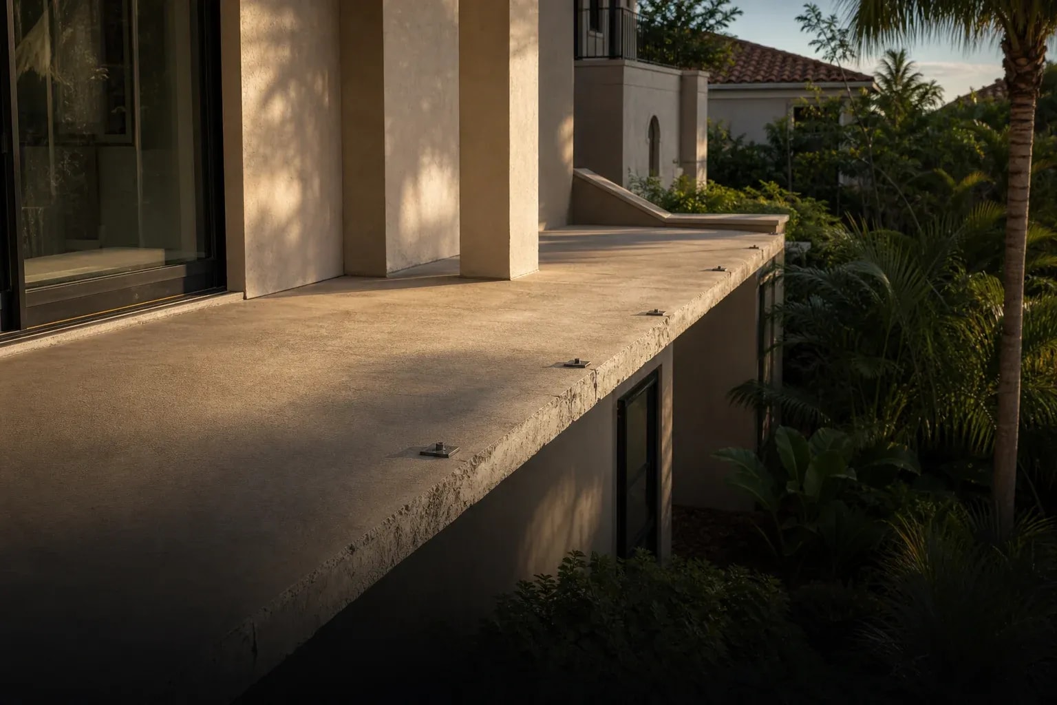 Elevated residential walkway with an exposed edge and no protective guardrail