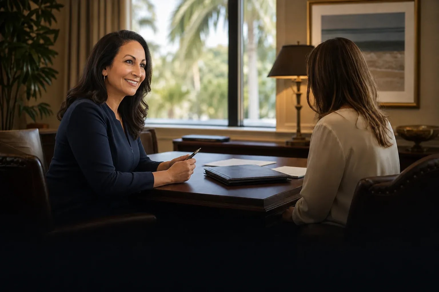 Attorney and adult client meeting privately about a civil legal matter