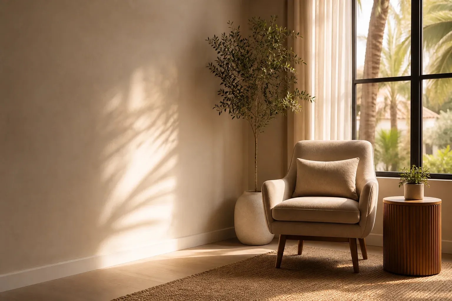 Private consultation room with a chair near a sunlit window