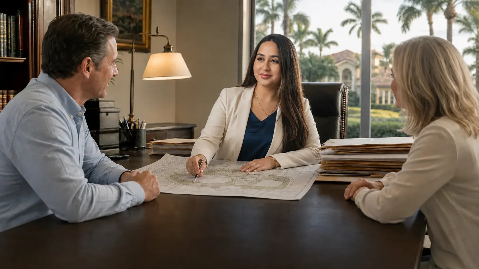 Editorial scene illustrating title services liens easements in Southwest Florida